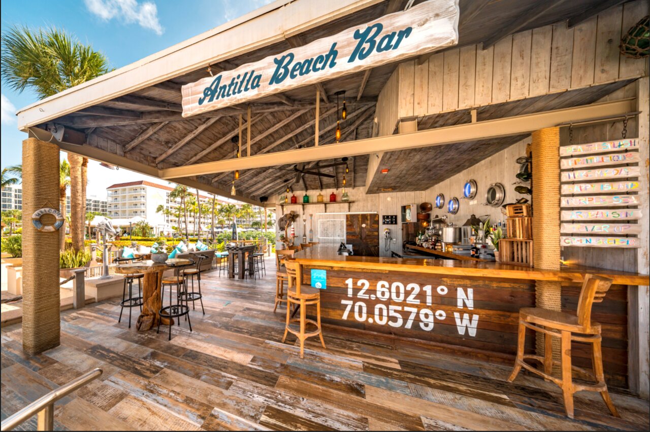 Antilla Beach Bar on the beachfront at Marriott's Aruba Ocean Club